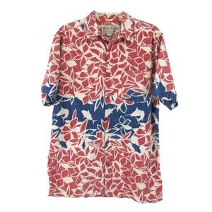 Salt Life Red and Blue Leaf Print Men's Shirt XL